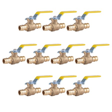 HAUSEN Heavy Duty Brass Full Port PEX Ball Valve with 1/2 in. Expansion PEX Connection, 10PK HA-BV121-10